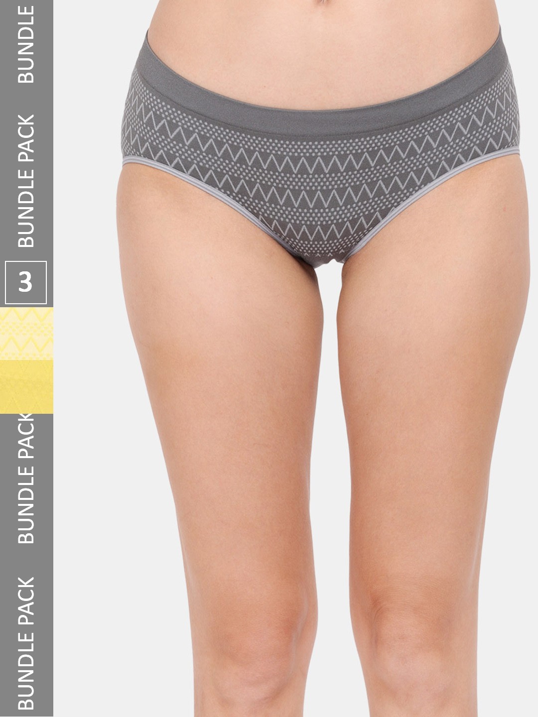 

Amour Secret Women Pack Of 3 Printed Anti-Bacterial Hipster Briefs, Grey