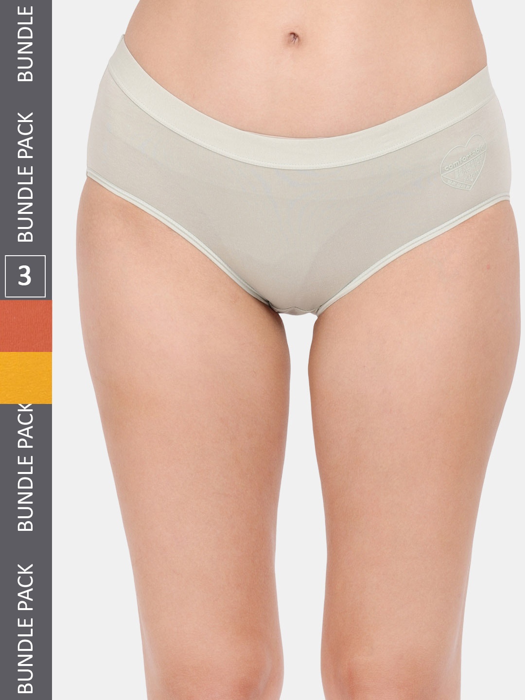 Amour Secret Women Set Of 3 Anti-Bacterial Hipster Briefs, Yellow
