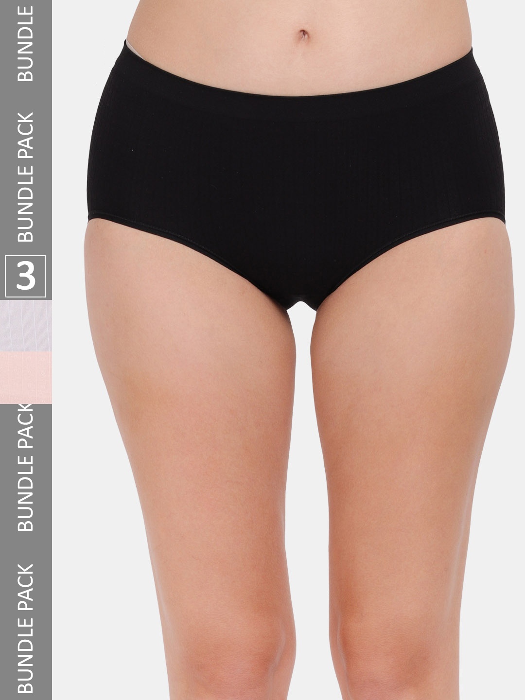 

Amour Secret Women Pack Of 3 Striped Hipster Briefs, Black