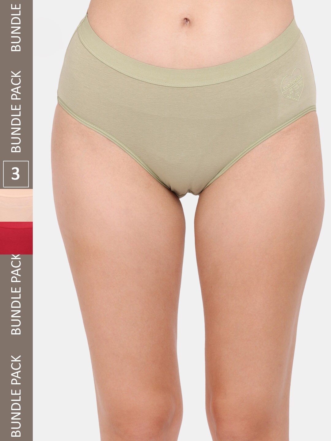 Amour Secret Women Pack Of 3 Mid-Rise Hipster Briefs, Green
