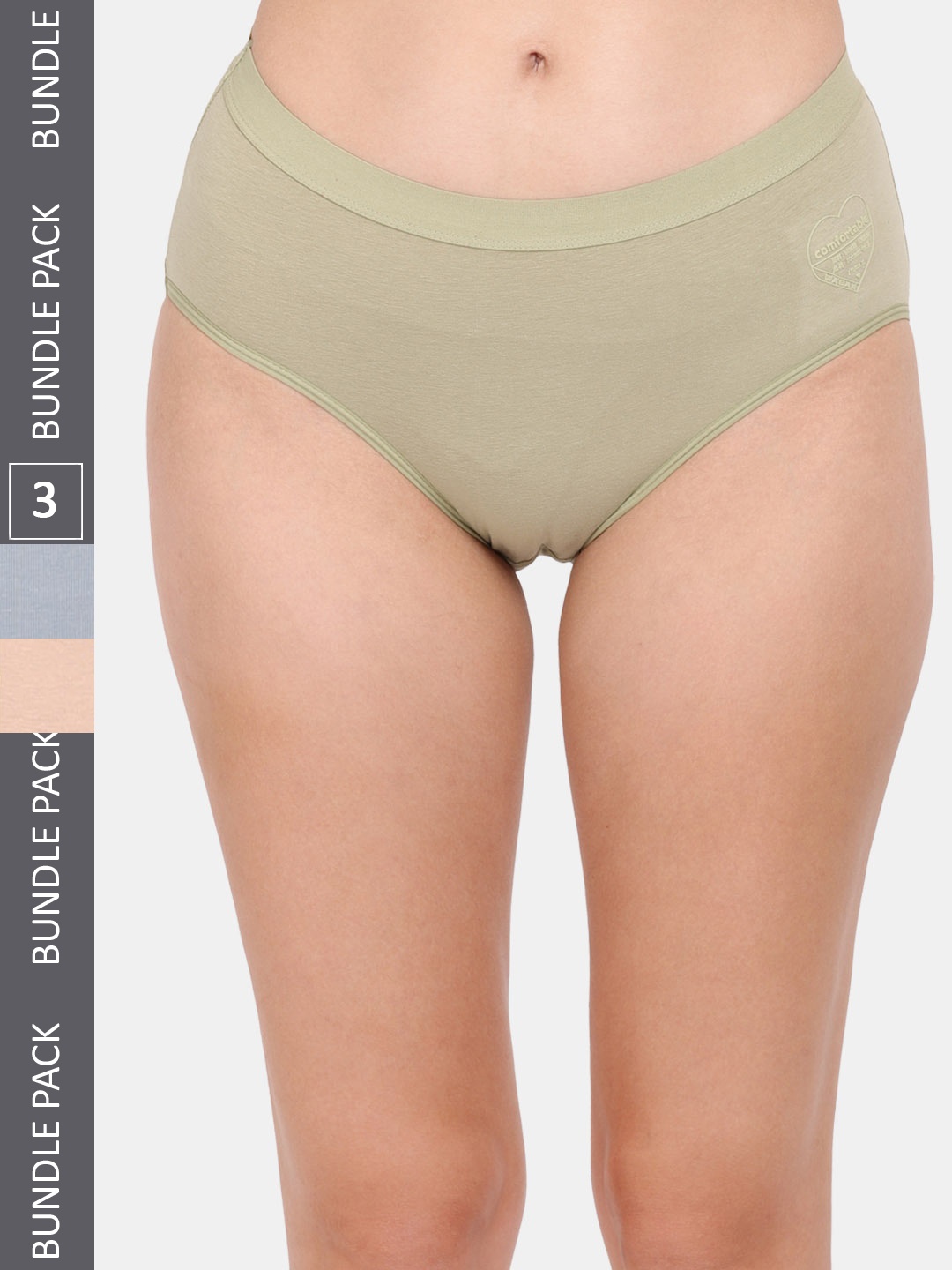 Amour Secret Women Pack Of 3 Mid-Rise Hipster Briefs, Green