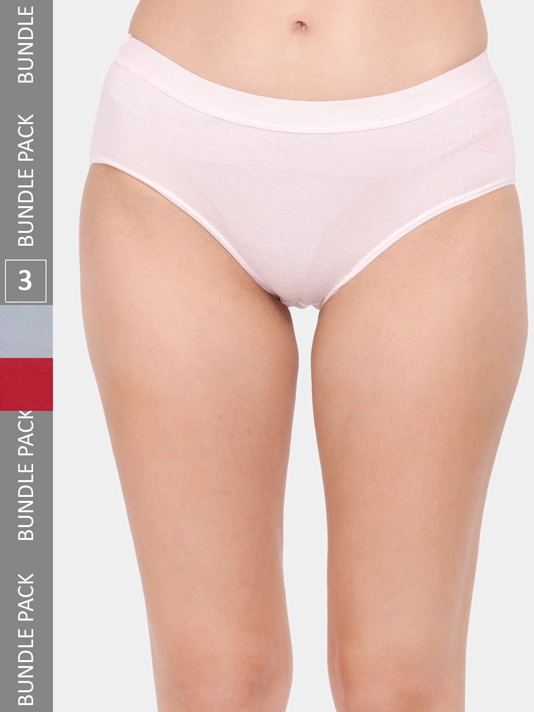 

Amour Secret Women Pack Of 3 Mid Rise Anti Bacterial Hipster Briefs, Pink