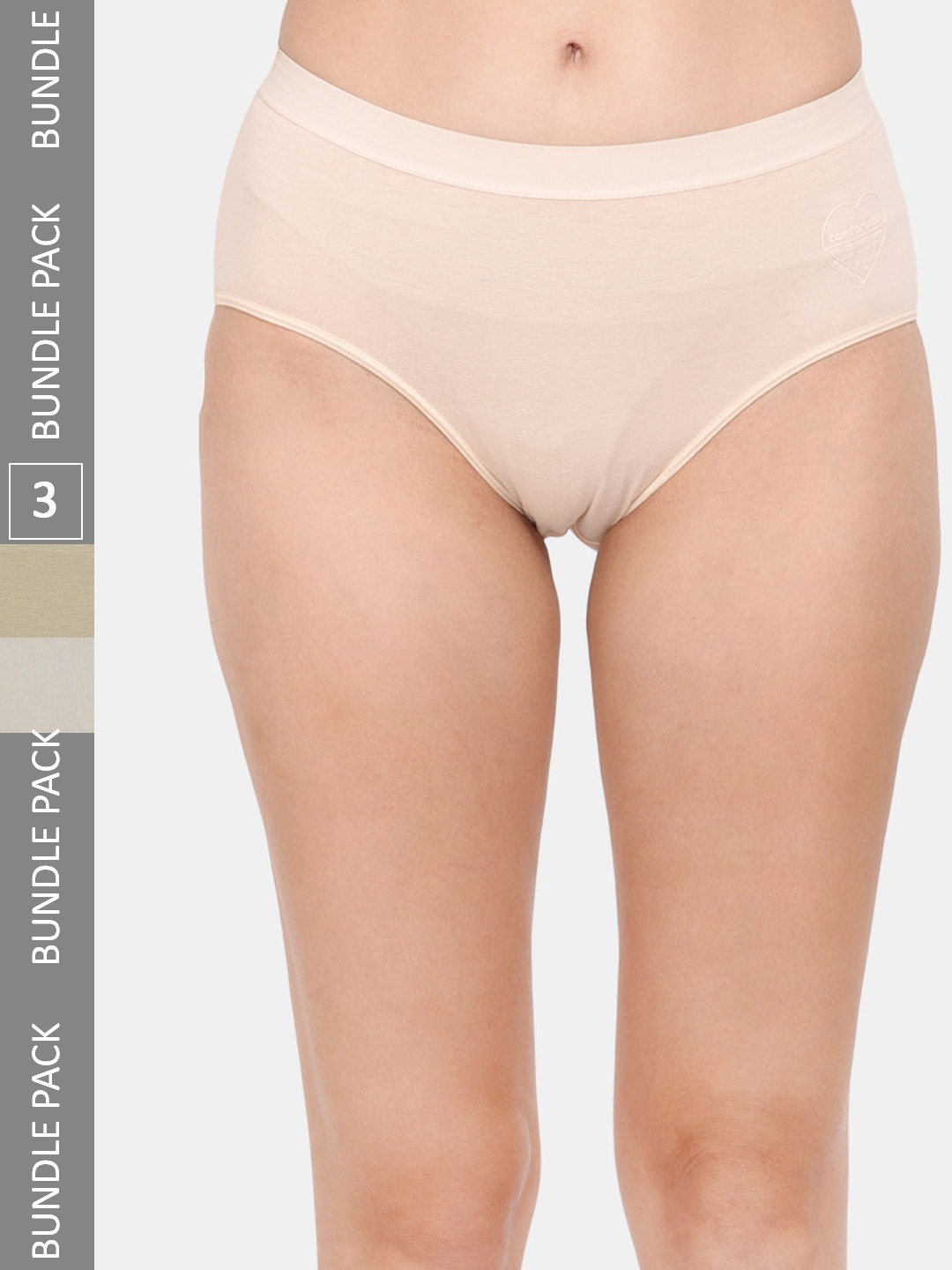 

Amour Secret Women Pack Of 3 Mid Rise Anti Bacterial Hipster Briefs, Nude