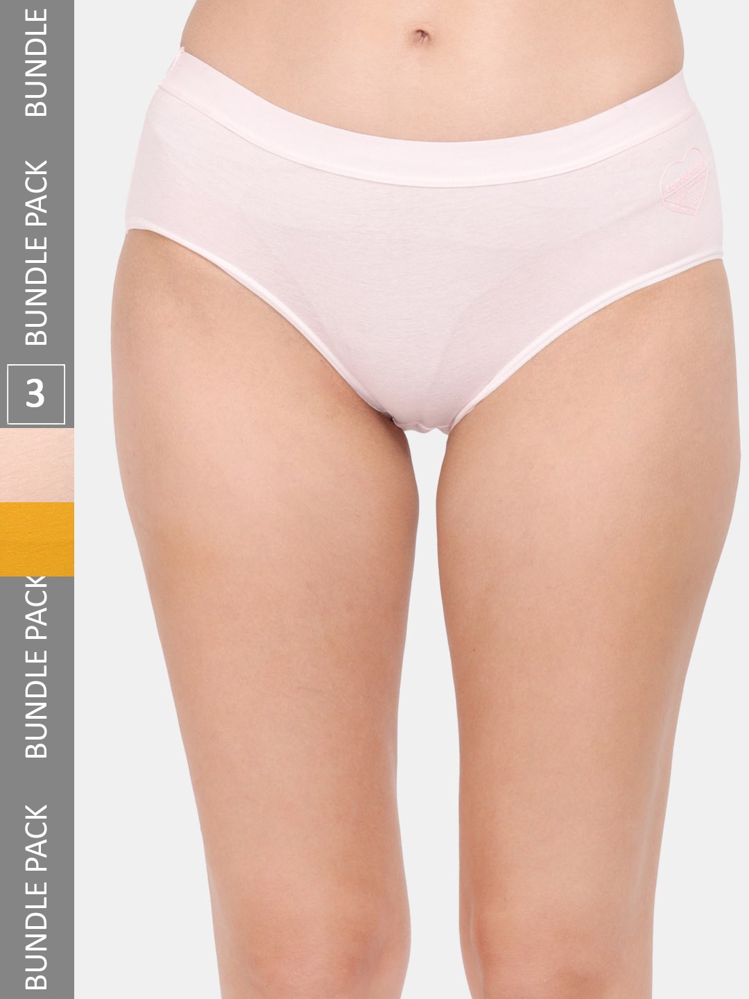 Amour Secret Women Pack Of 3 Mid Rise Anti Bacterial Hipster Briefs, Pink