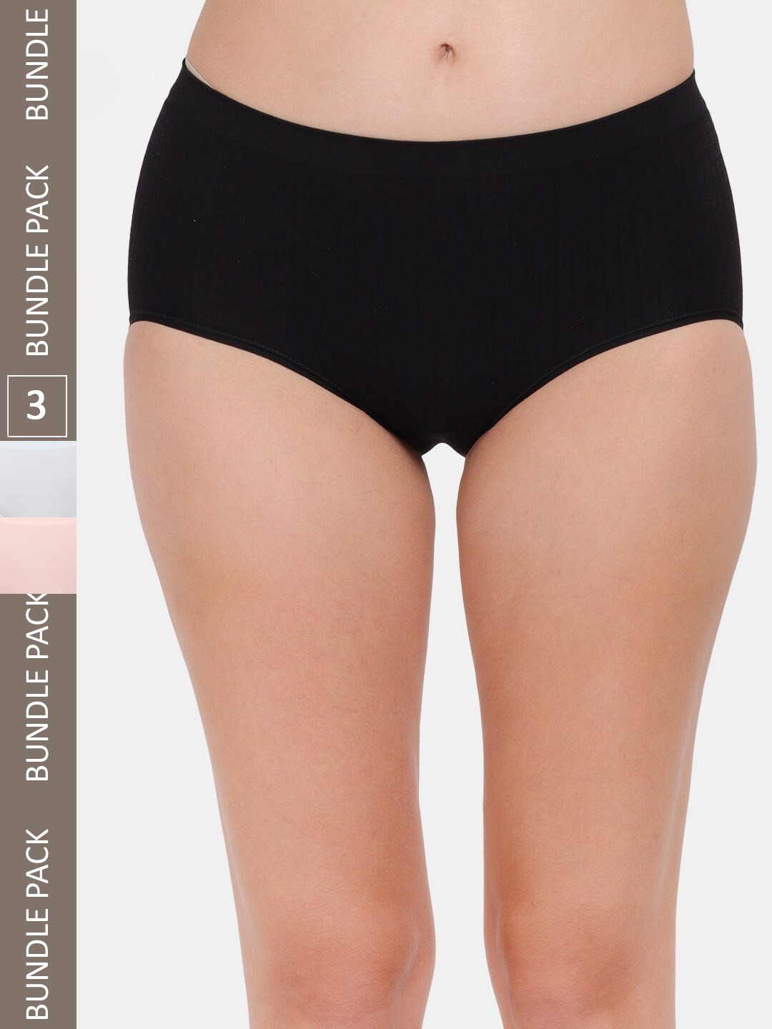 

Amour Secret Women Pack Of 3 Mid Rise Anti Bacterial Hipster Briefs, Black