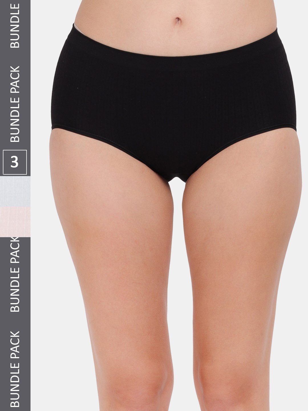 

Amour Secret Women Pack Of 3 Mid Rise Anti Bacterial Hipster Briefs, Black
