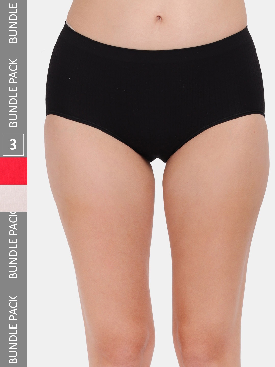 

Amour Secret Women Pack Of 3 Mid Rise Anti Bacterial Hipster Briefs, Red