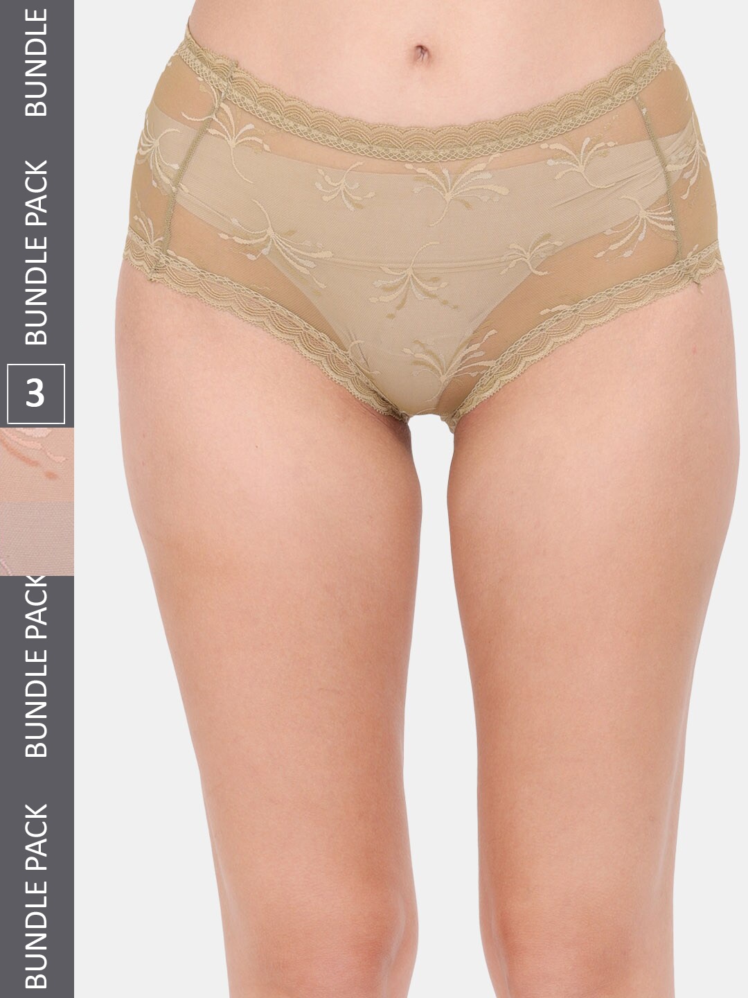 

Amour Secret Women Pack Of 3 Self-Design Anti-Bacterial Hipster Briefs, Rust