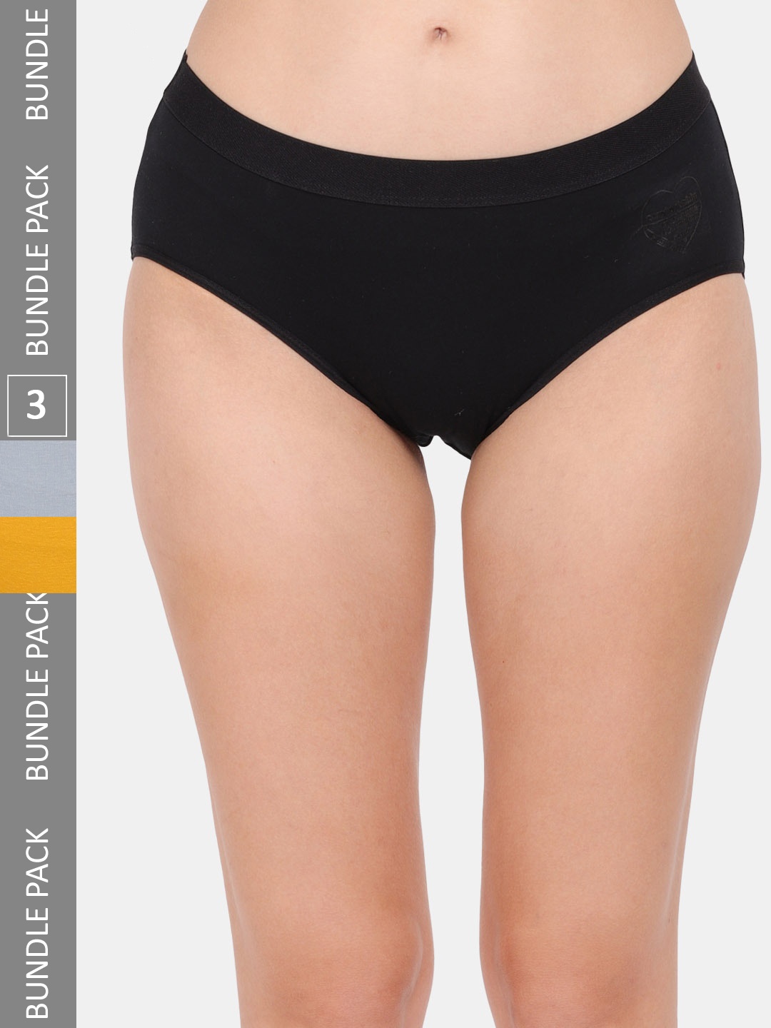 

Amour Secret Women Pack Of 3 Mid Rise Anti Bacterial Hipster Briefs, Black