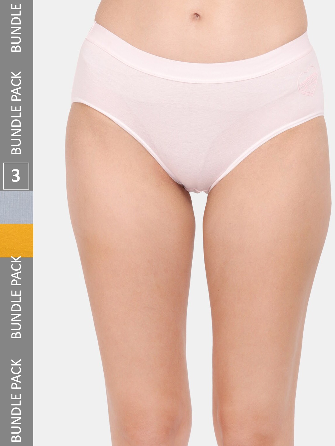 Amour Secret Women Pack Of 3 Mid Rise Anti Bacterial Hipster Briefs, Pink