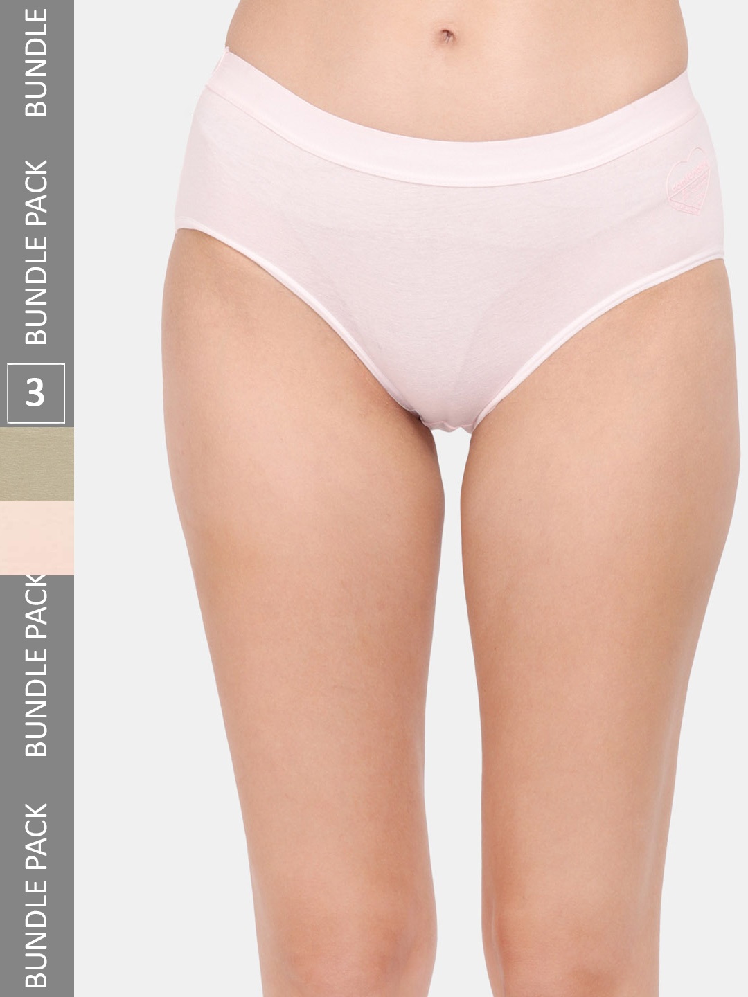 

Amour Secret Women Cotton Pack Of 3 Anti-Bacterial Hipster Briefs, Pink