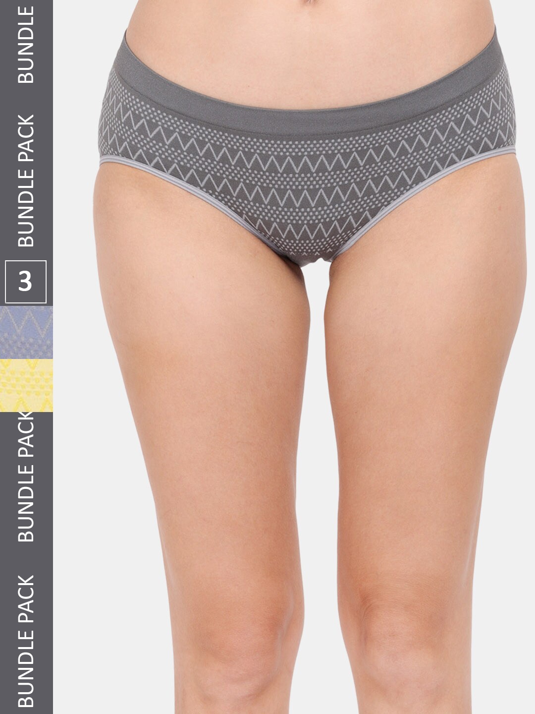 

Amour Secret Women Pack Of 3 Printed Anti-Bacterial Hipster Briefs, Grey