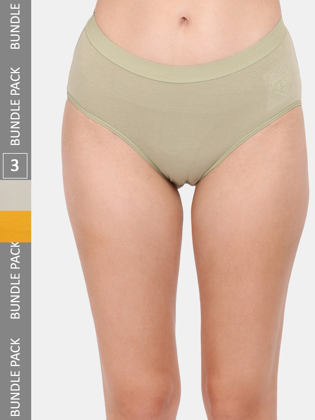 

Amour Secret Women Cotton Pack Of 3 Mid-Rise Hipster Briefs, Green