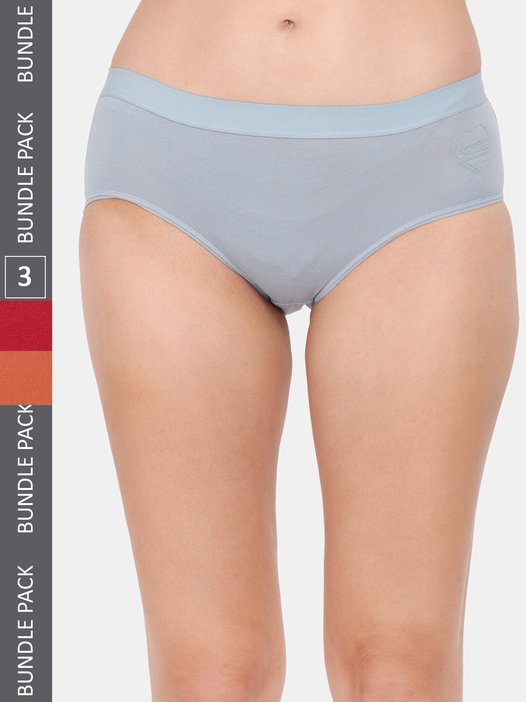 

Amour Secret Women Cotton Pack Of 3 Mid Rise Hipster Briefs, Maroon