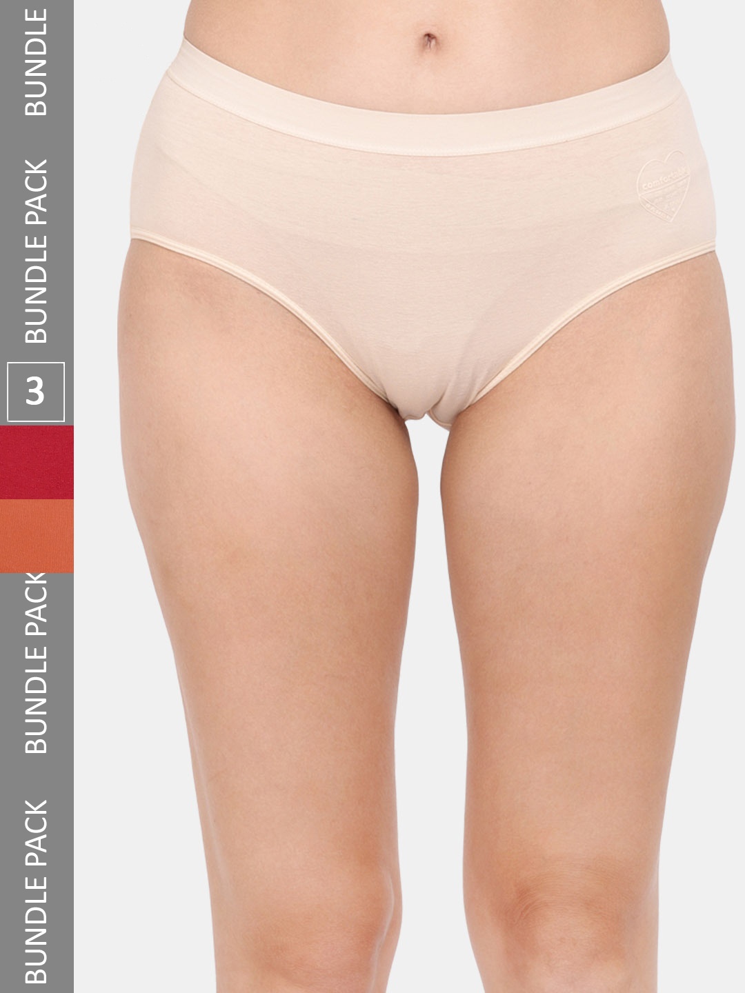 

Amour Secret Women Cotton Pack Of 3 Anti-Bacterial Hipster Briefs, Cream