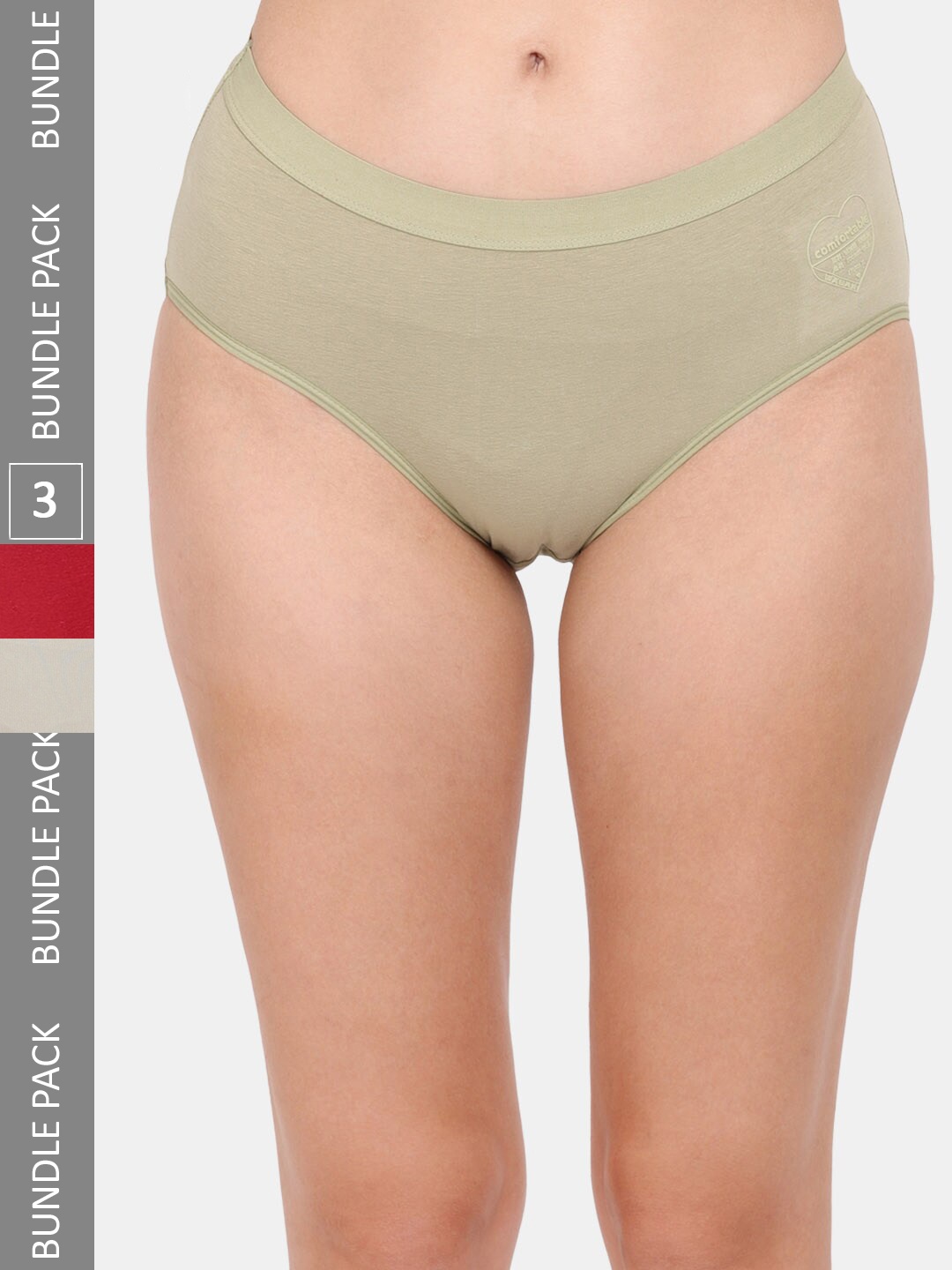 

Amour Secret Women Cotton Pack Of 3 Anti-Bacterial Hipster Briefs, Green