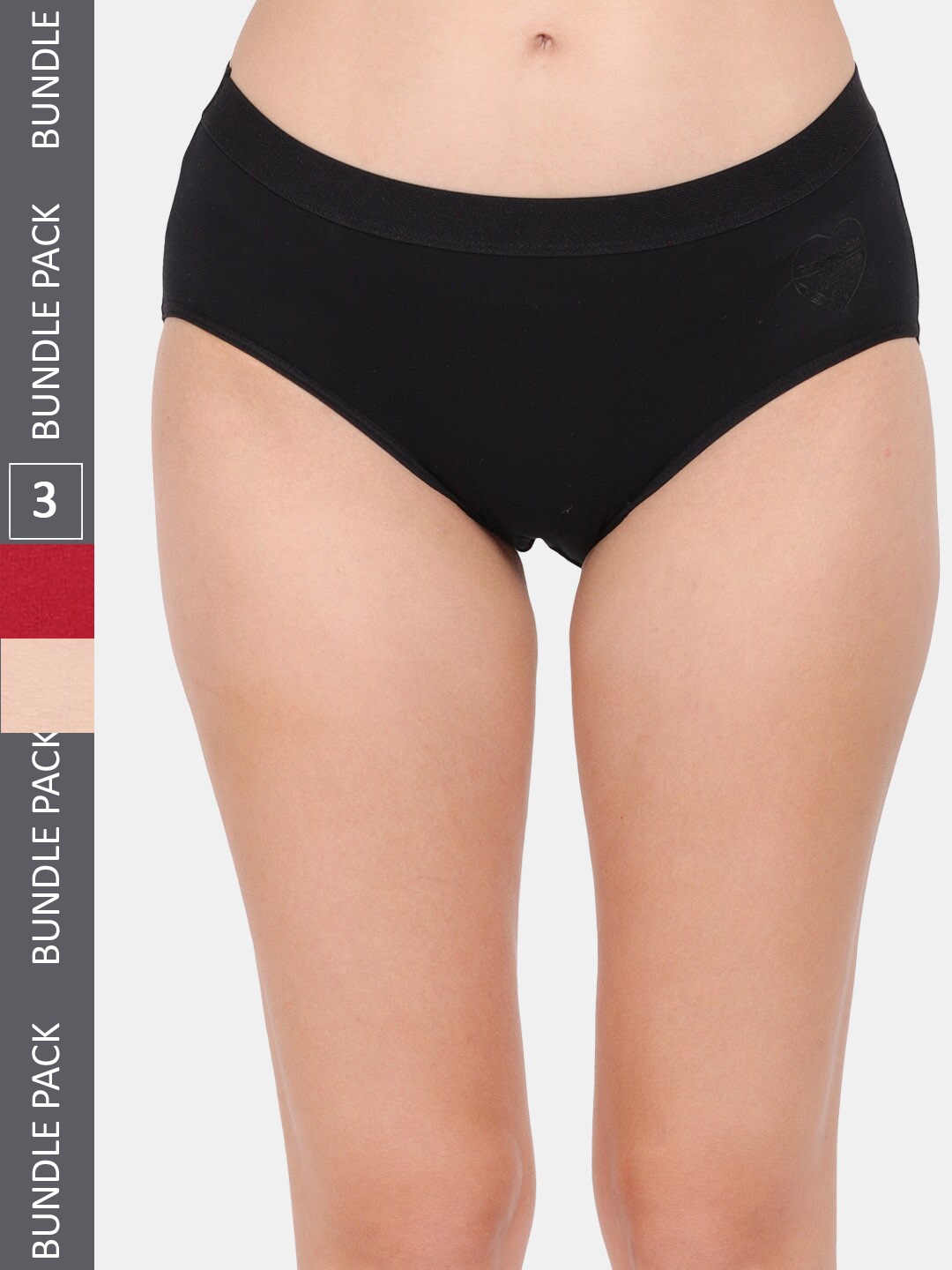 

Amour Secret Women Cotton Pack Of 3 Mid Rise Hipster Briefs, Black