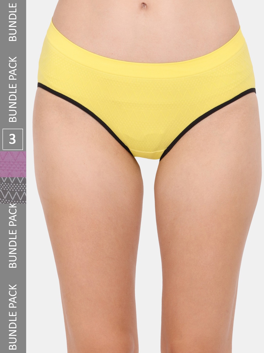 

Amour Secret Women Pack Of 3 Printed Mid Rise Hipster Briefs, Black