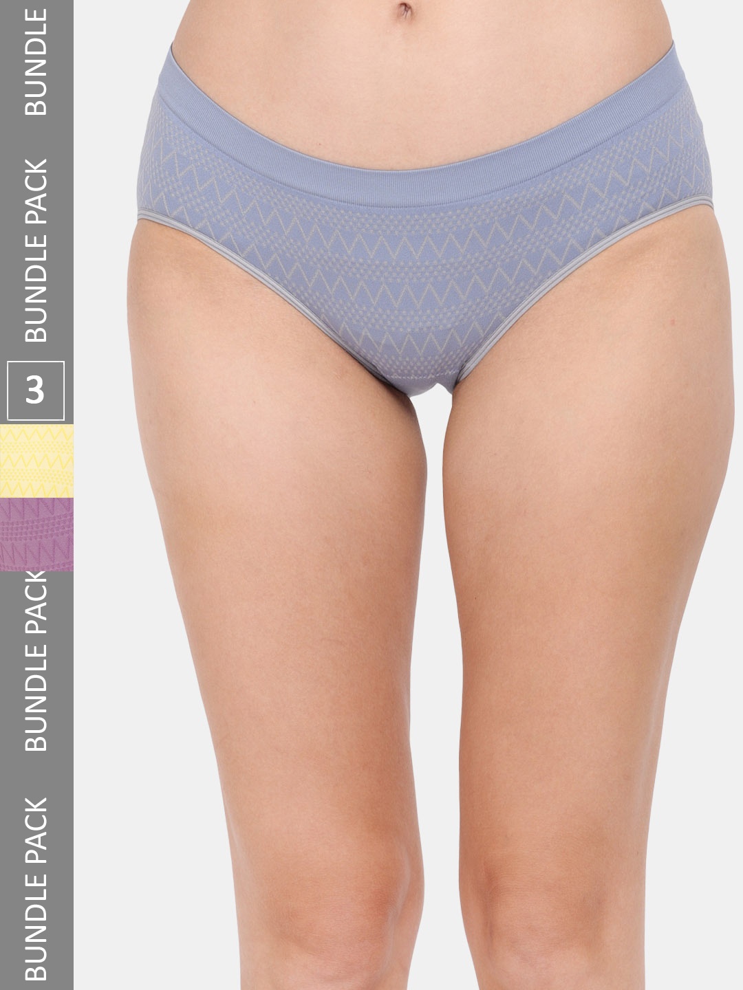 Amour Secret Women Pack Of 3 Geometric Anti-Bacterial Hipster Briefs, Purple
