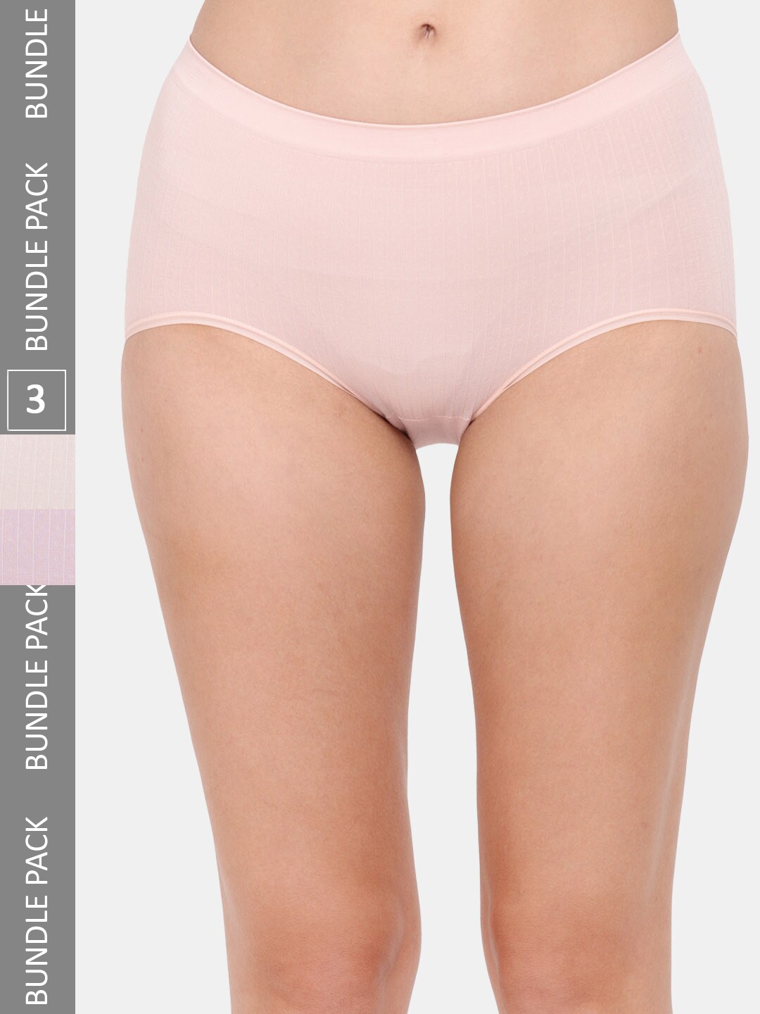 Amour Secret Women Pack Of 3 Striped Anti-Bacterial Hipster Briefs P2002_Pch_Prl_Skn, Purple