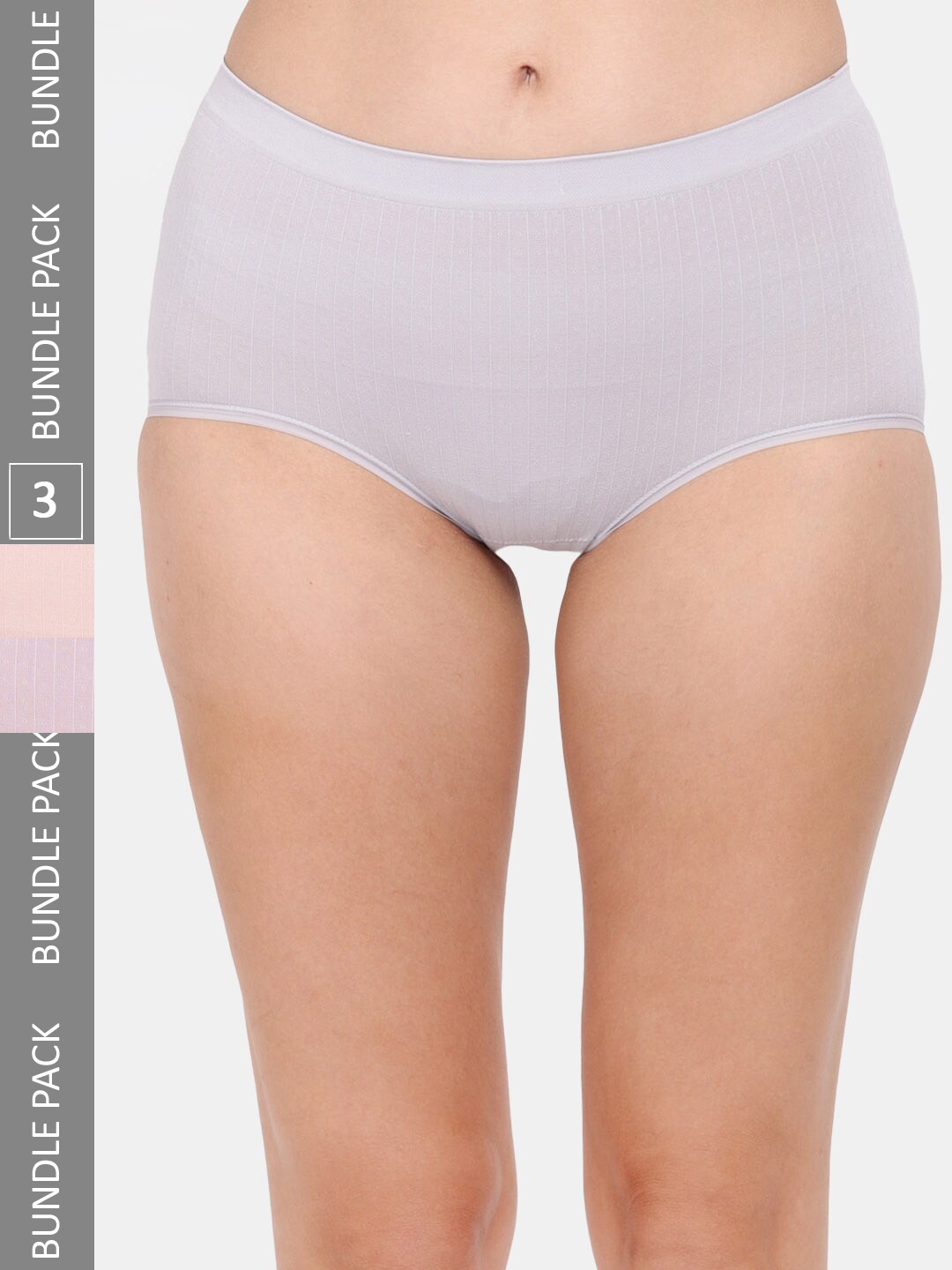 

Amour Secret Women Pack Of 3 Striped Hipster Briefs, Grey