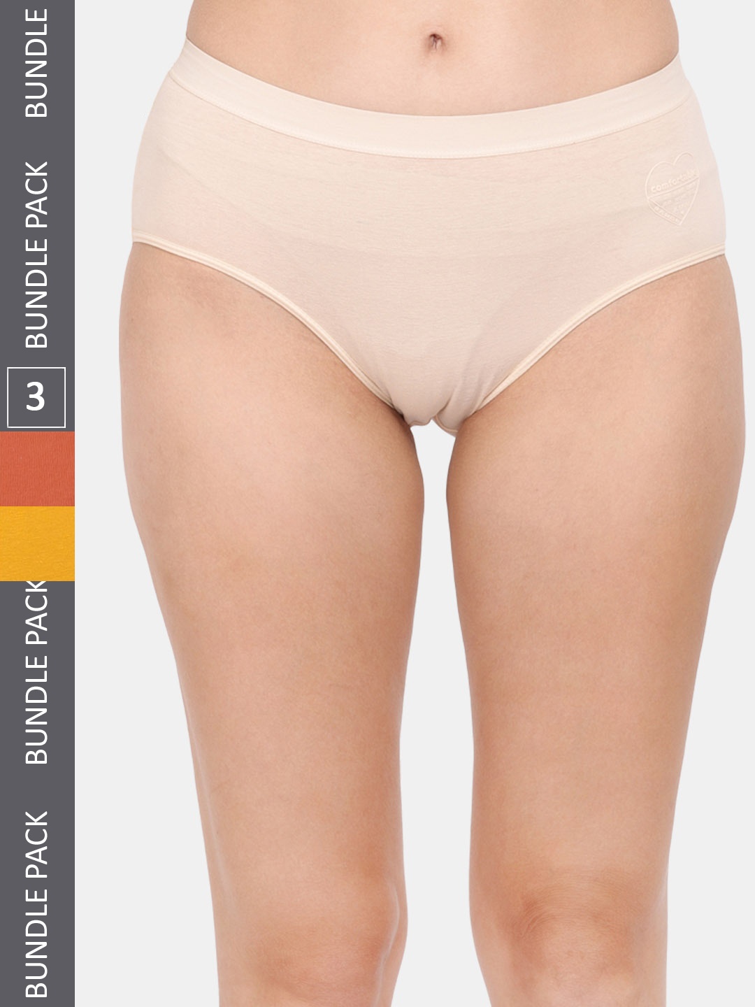 Amour Secret Women Pack Of 3 Anti-Bacterial Hipster Briefs, Cream