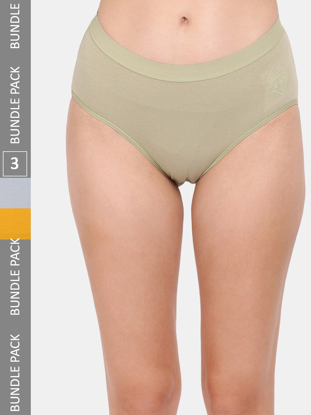 Amour Secret Women Pack Of 3 Anti-Bacterial Hipster Briefs, Grey