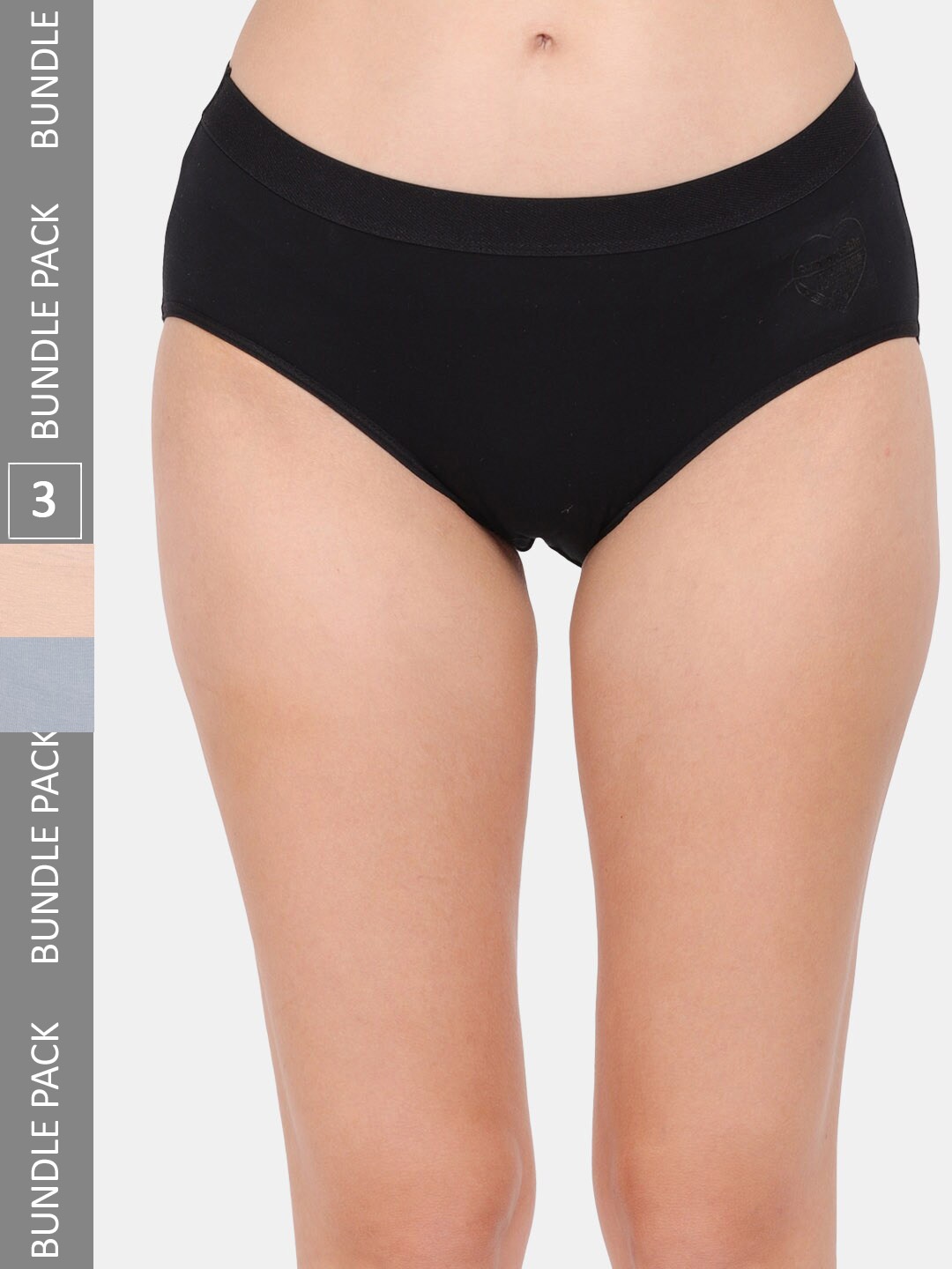 

Amour Secret Women Pack Of 3 Anti-Bacterial Hipster Briefs, Black