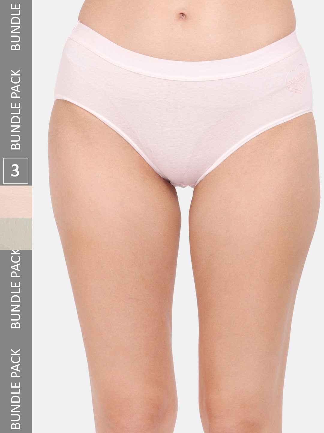 Amour Secret Women Pack Of 3 Mid Rise Anti-Bacterial Hipster Briefs, Pink
