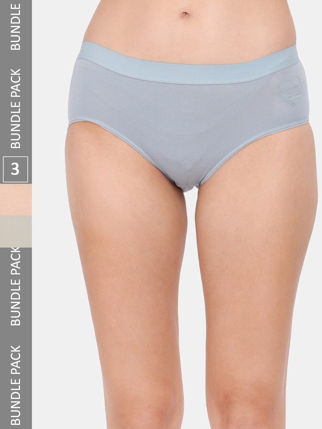 Amour Secret Women Pack of 3 Anti-Bacterial Hipsters Briefs, Peach