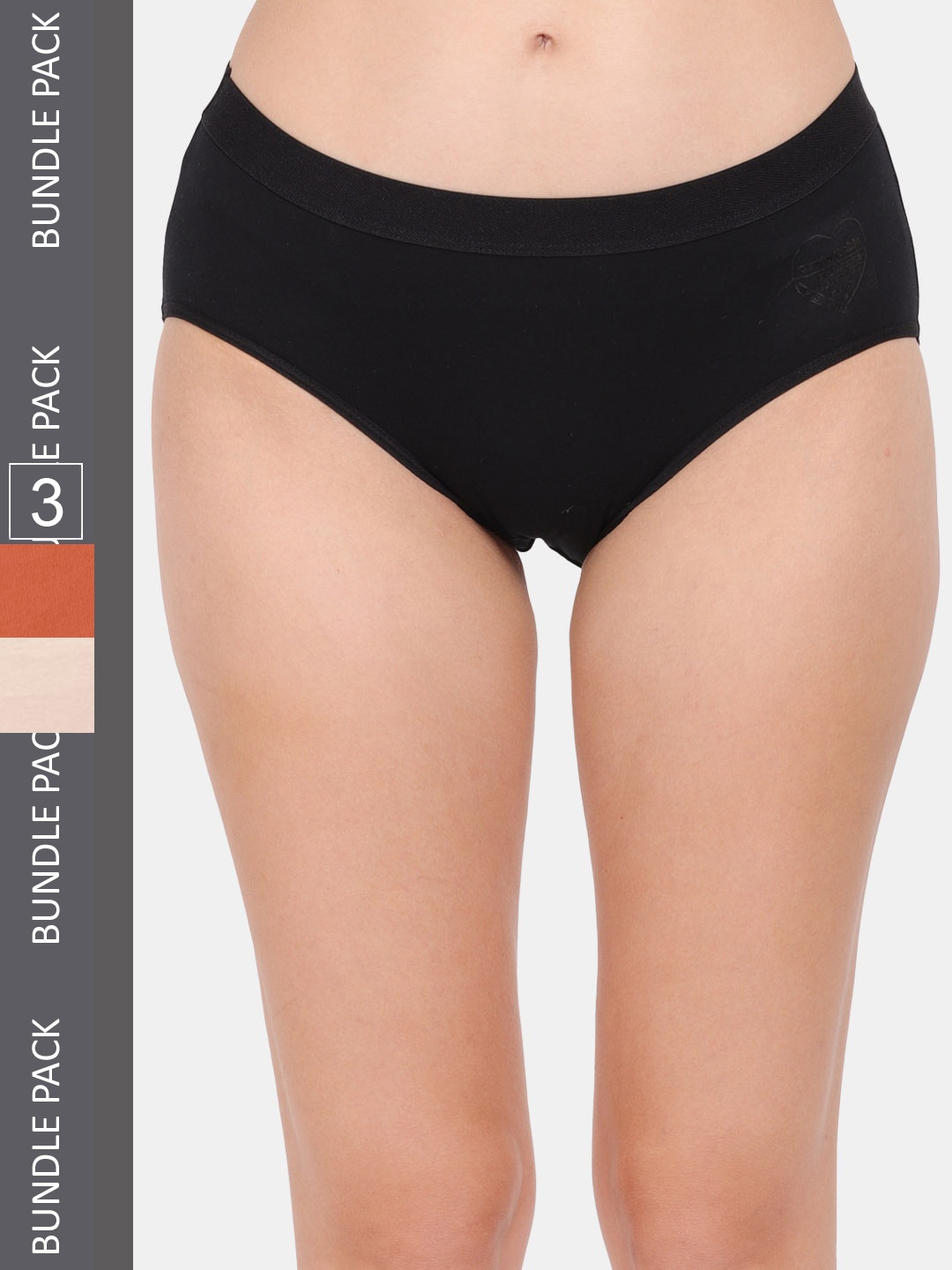 

Amour Secret Women Pack Of 3 Cotton Mid Rise Hipster Anti Bacterial Briefs, Black