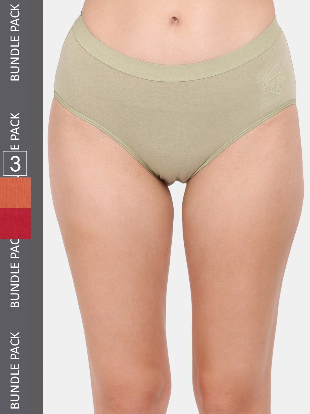 

Amour Secret Women Pack Of 3 Cotton Anti-Bacterial Hipster Briefs, Green