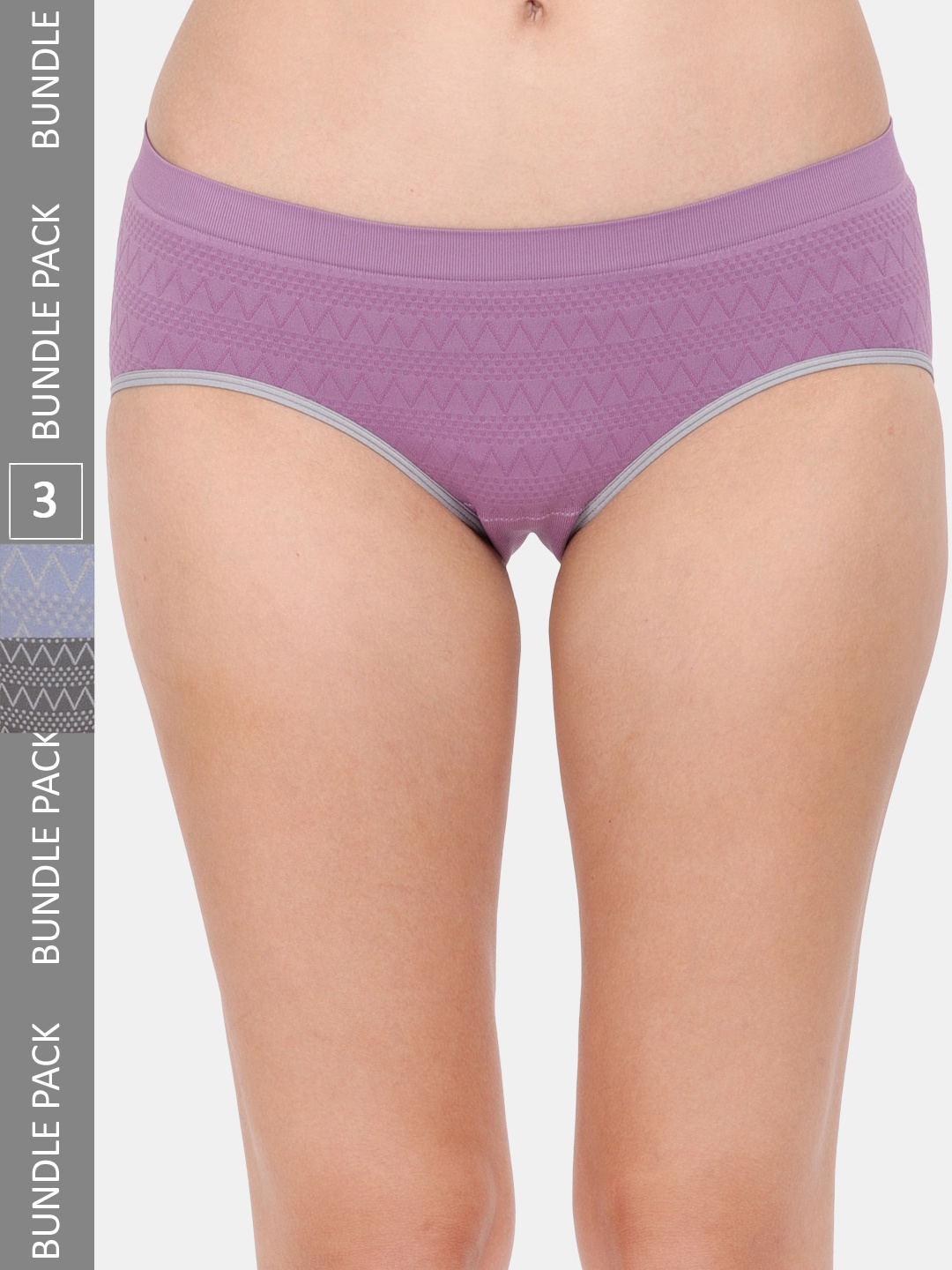 

Amour Secret Pack Of 3 Anti-Bacterial Hipster Briefs, Grey