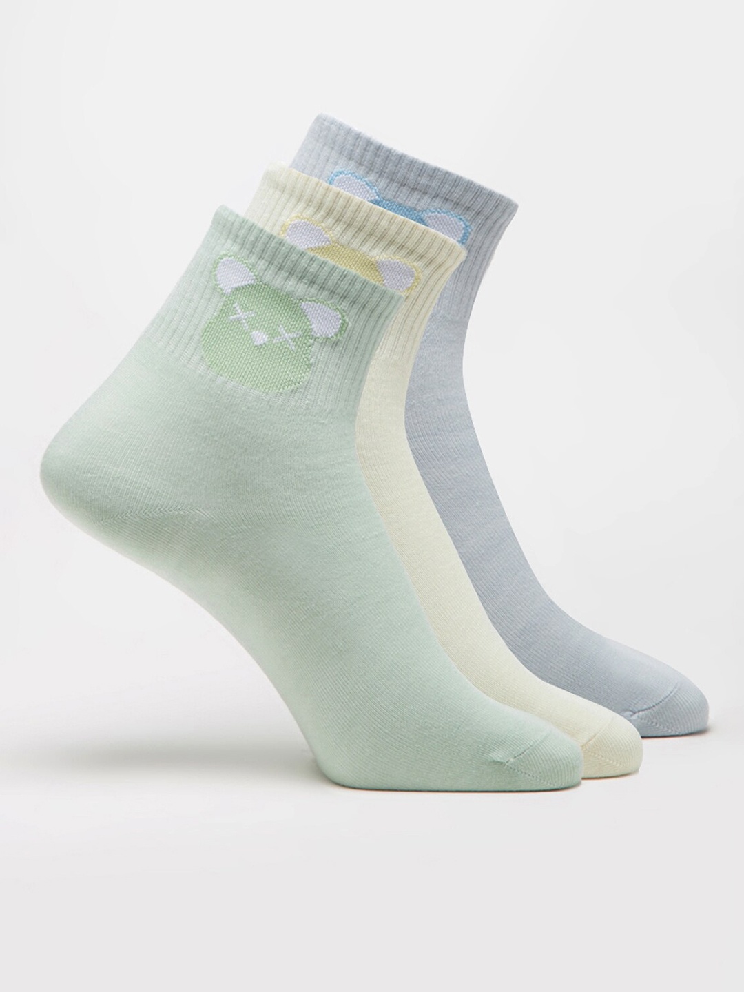 

J Style Women Pack Of 3 Above Ankle-Length Socks, Green