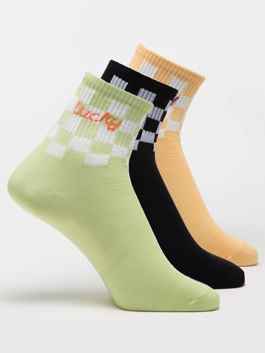 

J Style Women Pack Of 3 Assorted Ankle-Length Socks