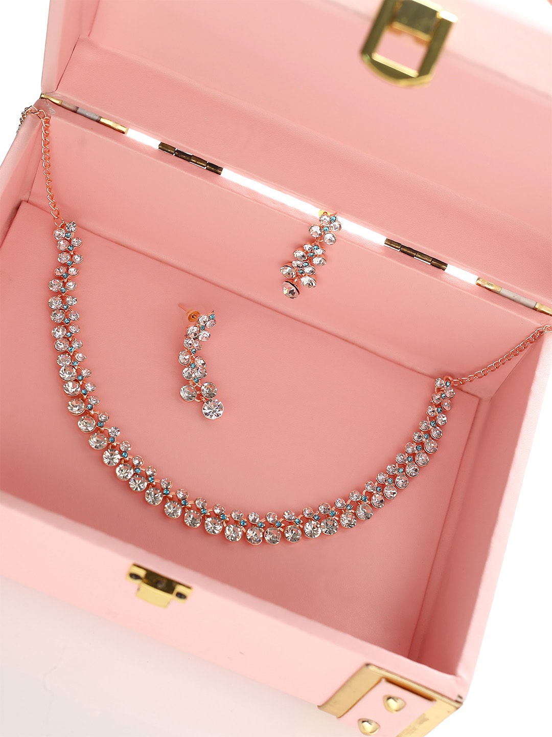 

MAD CLUB Rose Gold-Plated AD-Studded Jewellery Set