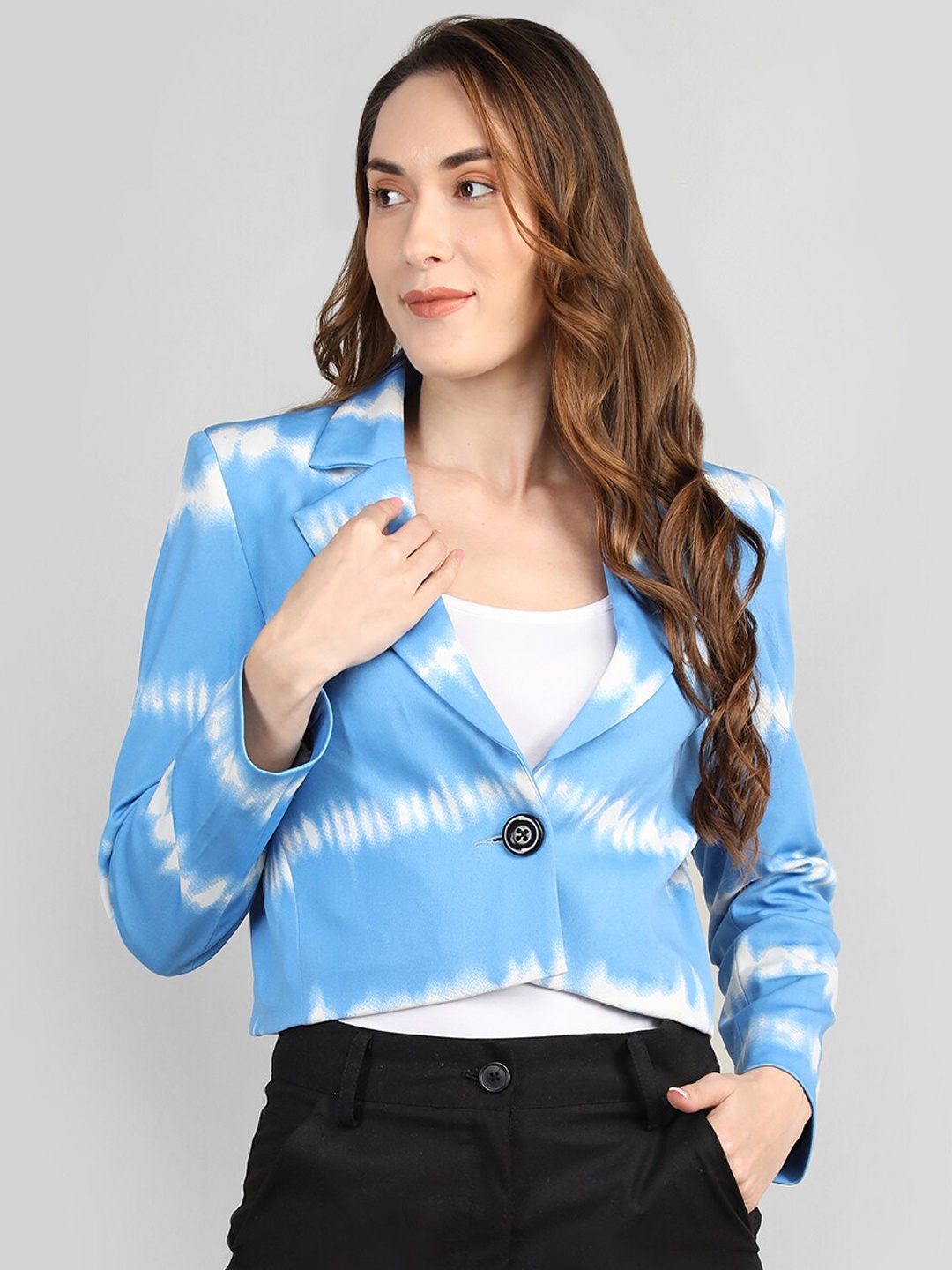 

Dlanxa Women Printed Double-Breasted Overcoat, Blue