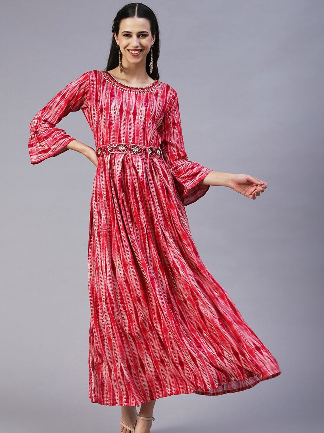 

FASHOR Red Striped Maxi Maxi Dress