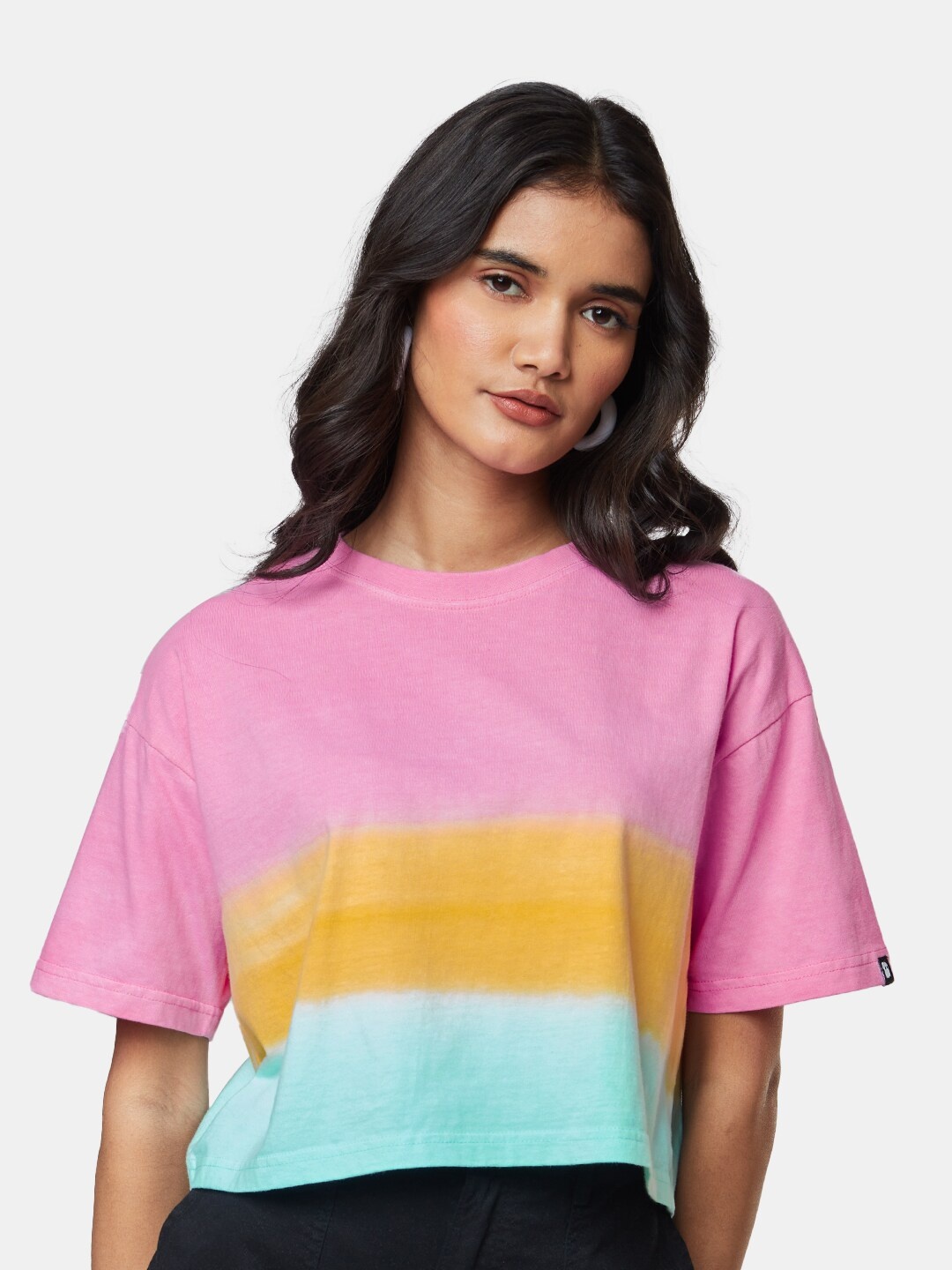 

The Souled Store Women Colourblocked Drop-Shoulder Sleeves Loose Pure Cotton Oversized T-shirt, Pink