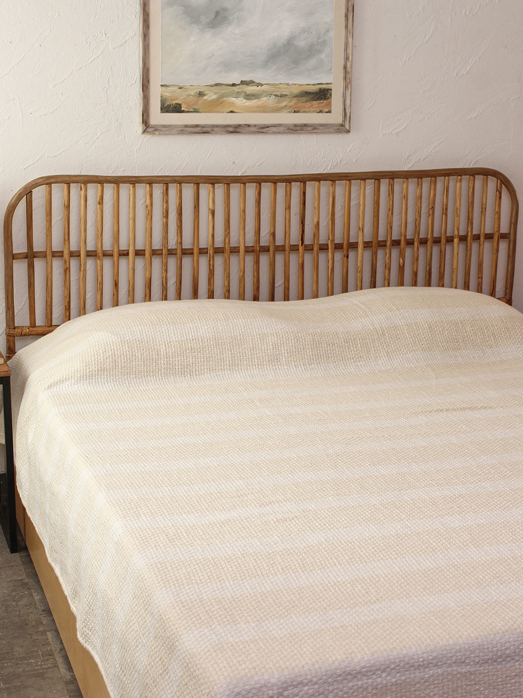 

House This Shivalik Cream Woven Design Double Queen Pure Cotton Bed Cover