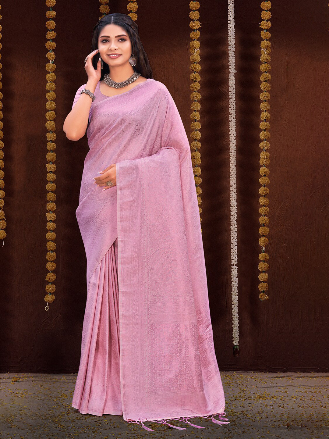 

Exclusiva Purple Woven Design Zari Silk Blend Banarasi Saree