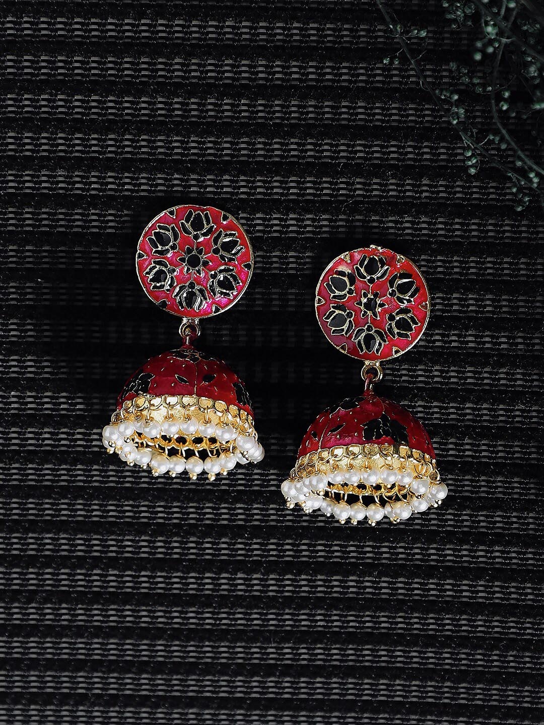 

GloBox By ZeroKaata Gold-Plated Dome Shaped Jhumkas Earrings, Pink
