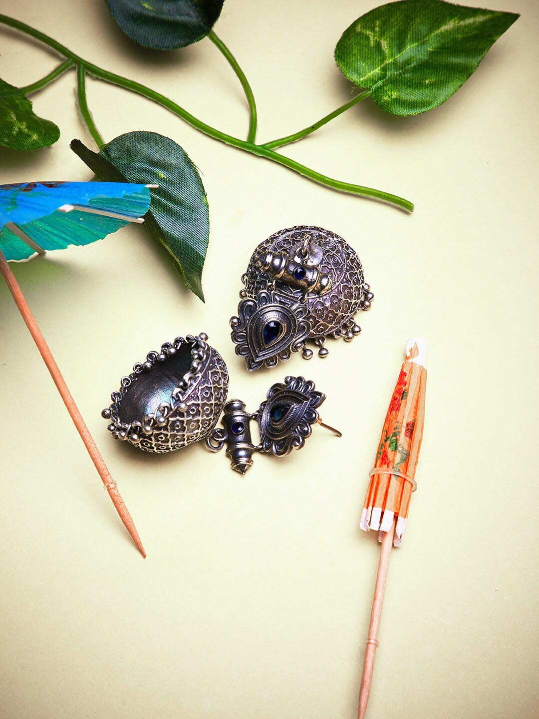 

GloBox By ZeroKaata Silver-Plated Dome Shaped Jhumkas Earrings