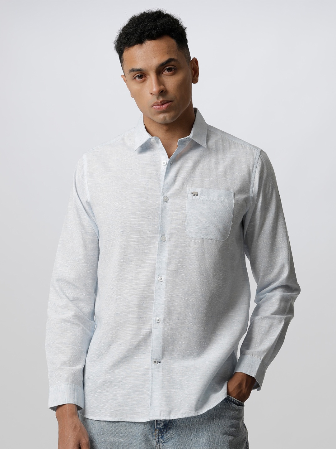 

THE BEAR HOUSE Men Blue Slim Fit Striped Casual Shirt
