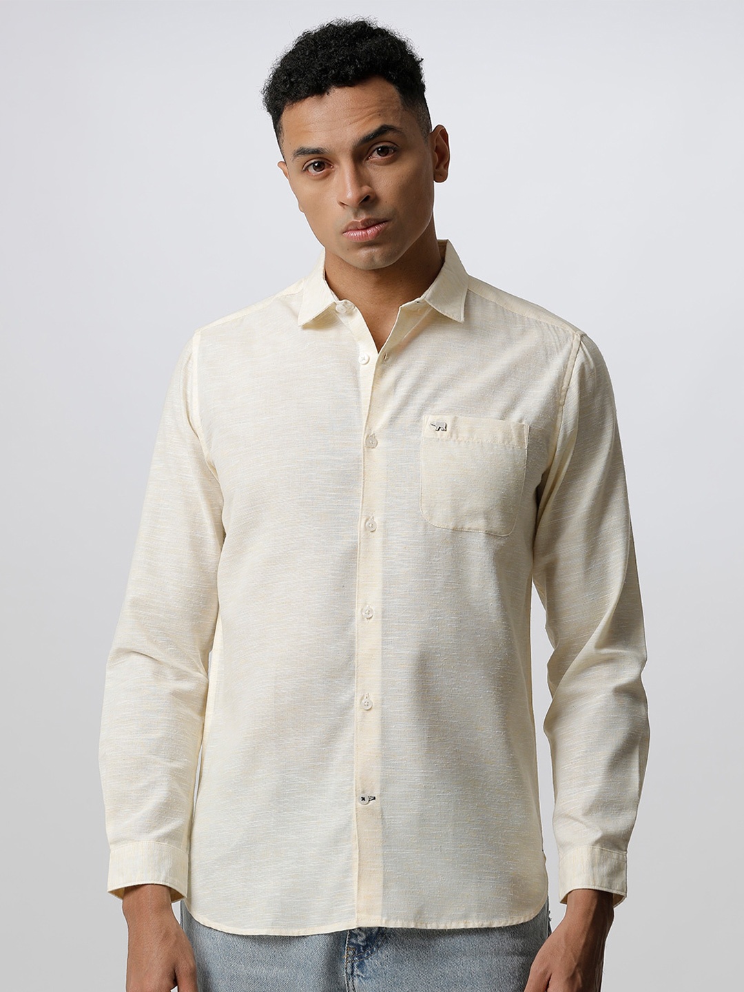 

THE BEAR HOUSE Men Yellow Slim Fit Casual Shirt