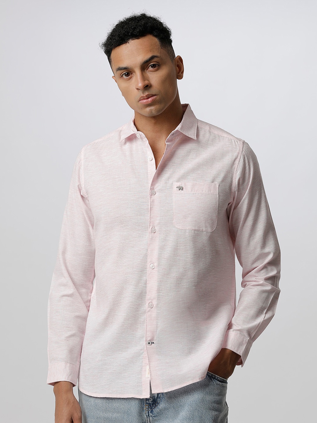 

THE BEAR HOUSE Men Pink Slim Fit Casual Shirt