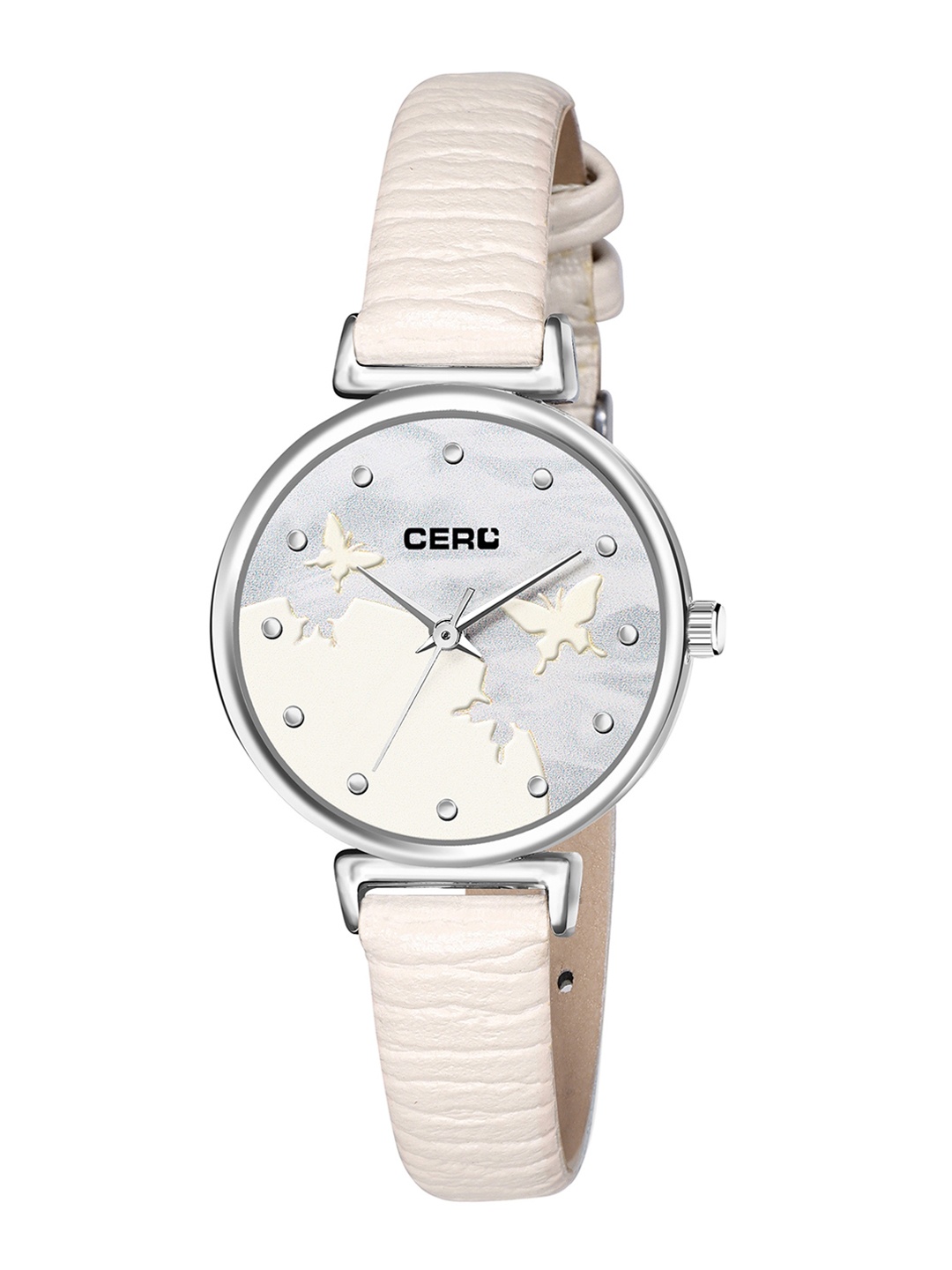 

CERO Women Beige Brass Embellished Dial & Beige Straps Analogue Watch, White