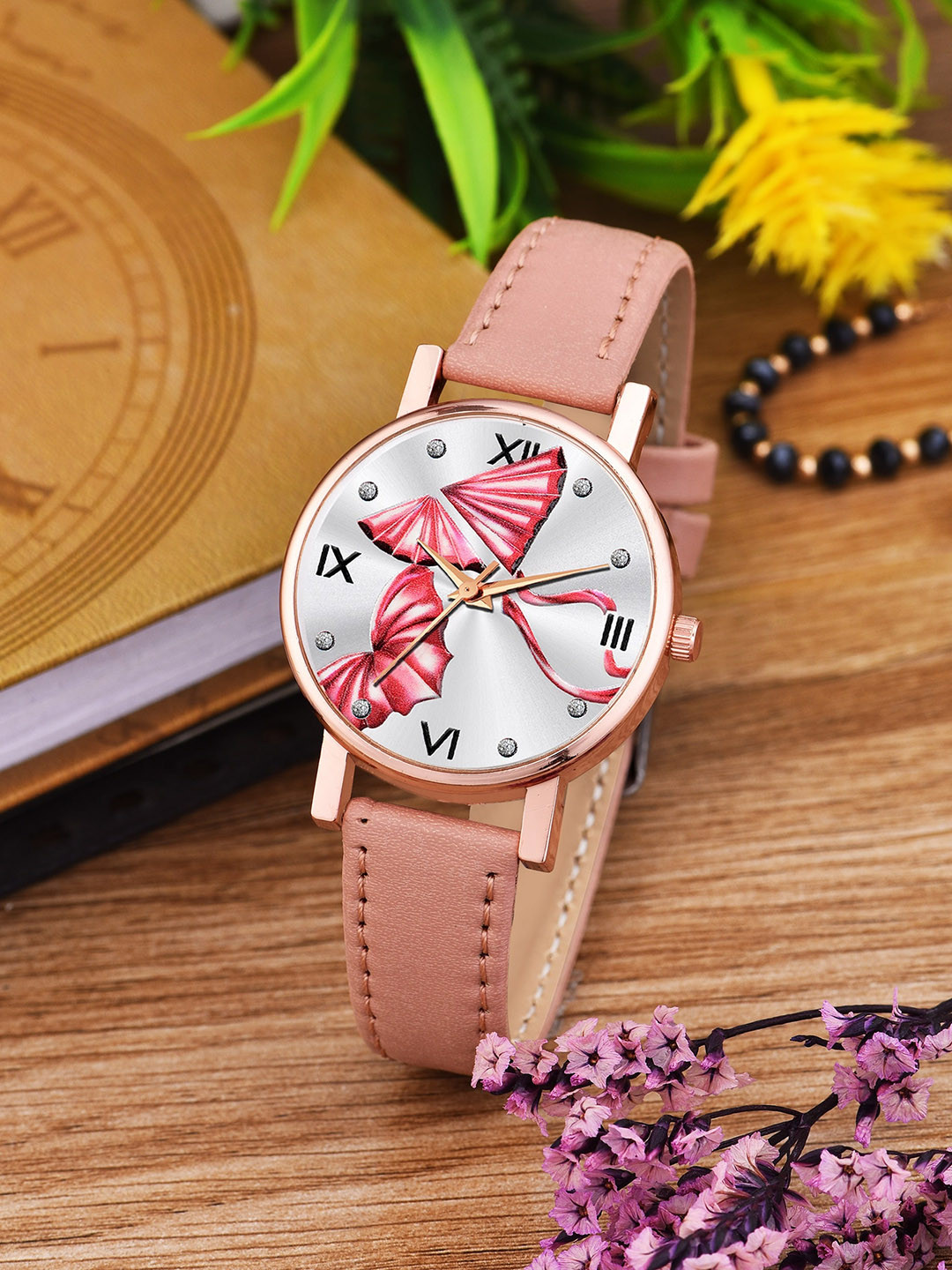 

CERO Women Brass Printed Dial & Straps Analogue Watch AB62, Pink