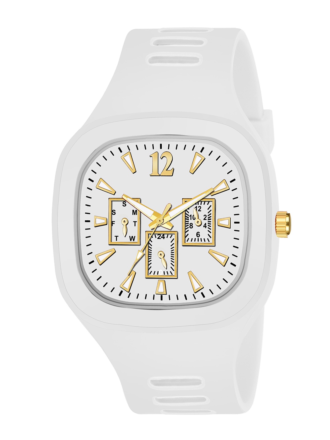 

CERO Women Brass Dial & White Straps Analogue Watch