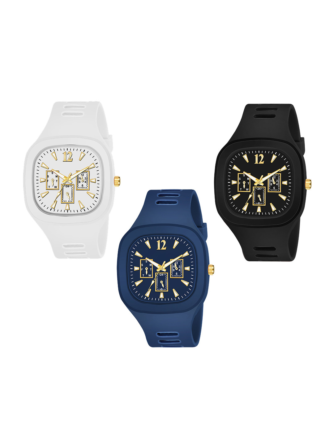 

CERO Women Pack of 3 Black Dial Analogue Watch ADDI-700-Black-White-Blue-White